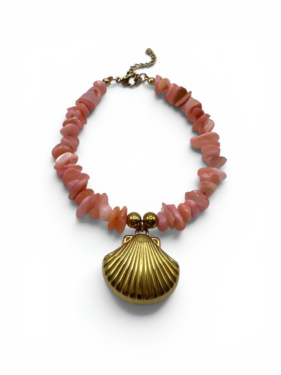 CORAL-GOLD-SHELL 1 CORAL GOLD SHELL BRACELET - Image 1