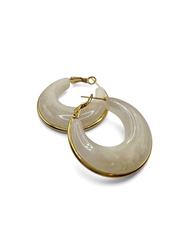 CREAMSTONE GOLD HOOPS